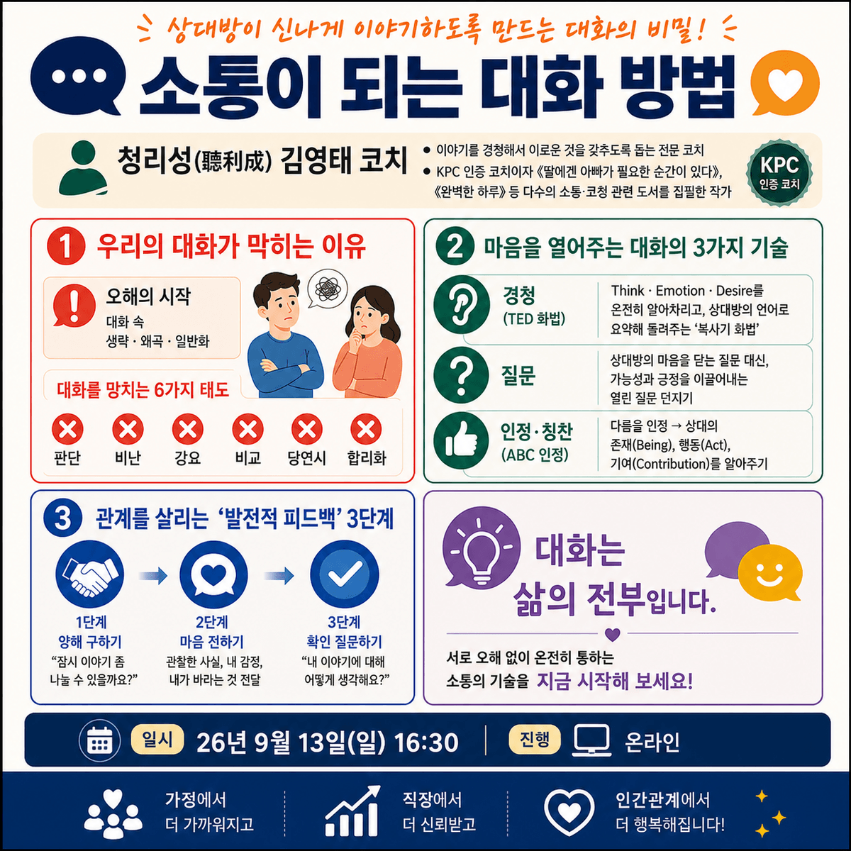 소통이 되는 대화 방법
: 상대방이 신나게 이야기하도록 만드는 대화의 비밀