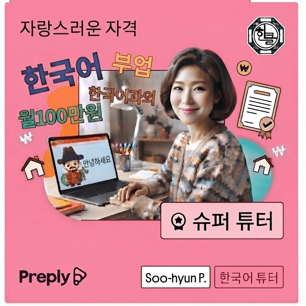 집에서 월 100만 원? 한국어 튜터의 진짜 세계"
"자격증 없어도 괜찮습니다. 집에서 한국어로 월 100만 원 버는 5060 튜터의 비밀" 