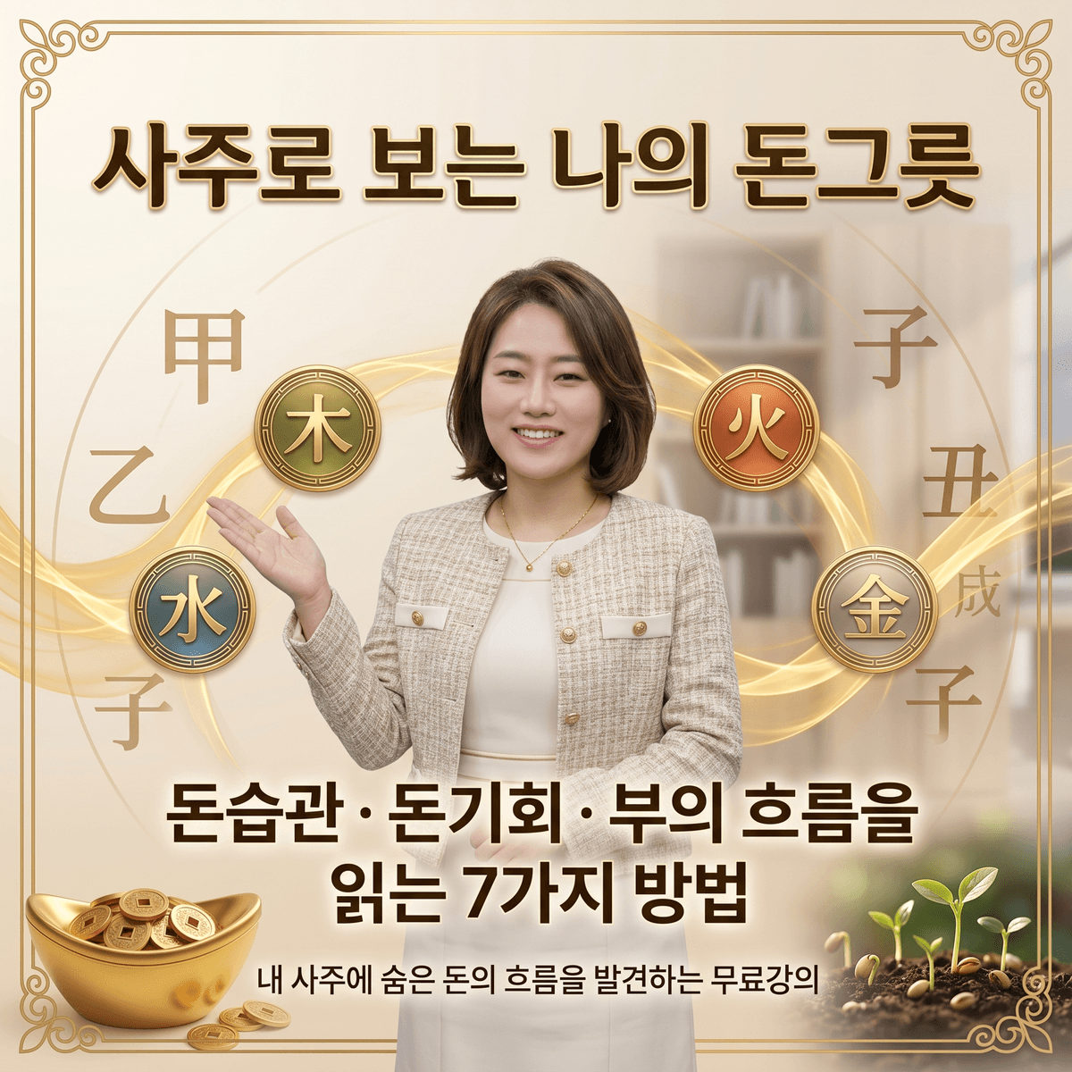 #사주로 보는 나의 돈그릇
#내 사주에 숨은 돈의 흐름을 발견하는 무료강의
“돈습관 · 돈기회 · 부의 흐름을 읽는 7가지 방법”
